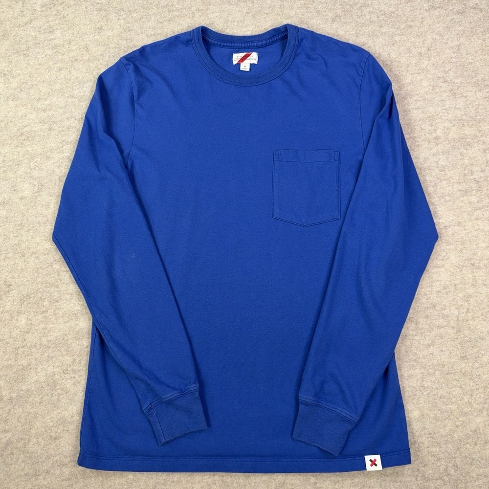 Best Made Co. Crew Neck Pocket T-Shirt Long Sleeve Mens Medium Blue USA Made